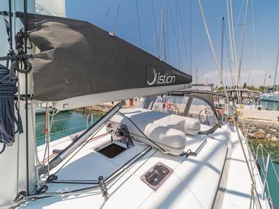 Deck of First Passion, a Beneteau Oceanis 40.1 sailboat at Skradin, Croatia