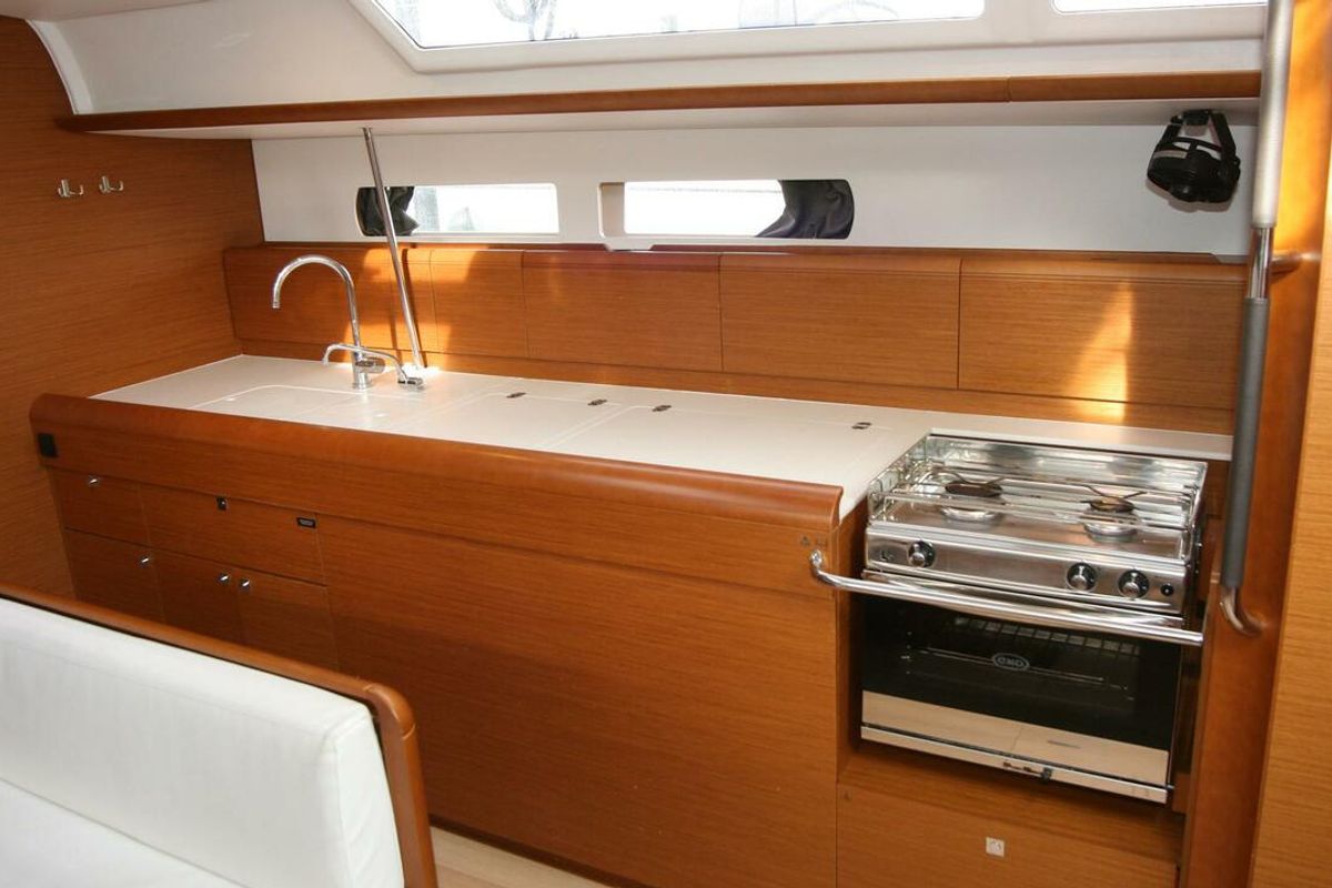 Galley of Horizon, a Jeanneau Sun Odyssey 479 sailboat at Općina Rogoznica, Croatia