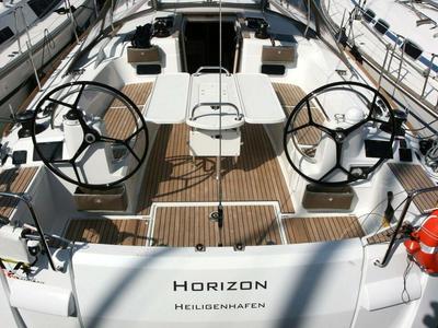 Cockpit of Horizon, a Jeanneau Sun Odyssey 479 sailboat at Općina Rogoznica, Croatia