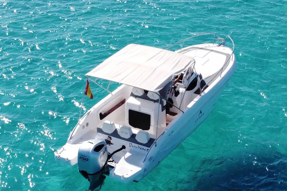 Exterior view of Comfort, a Gulet Ayros 24 motorboat at Ibiza, Spain