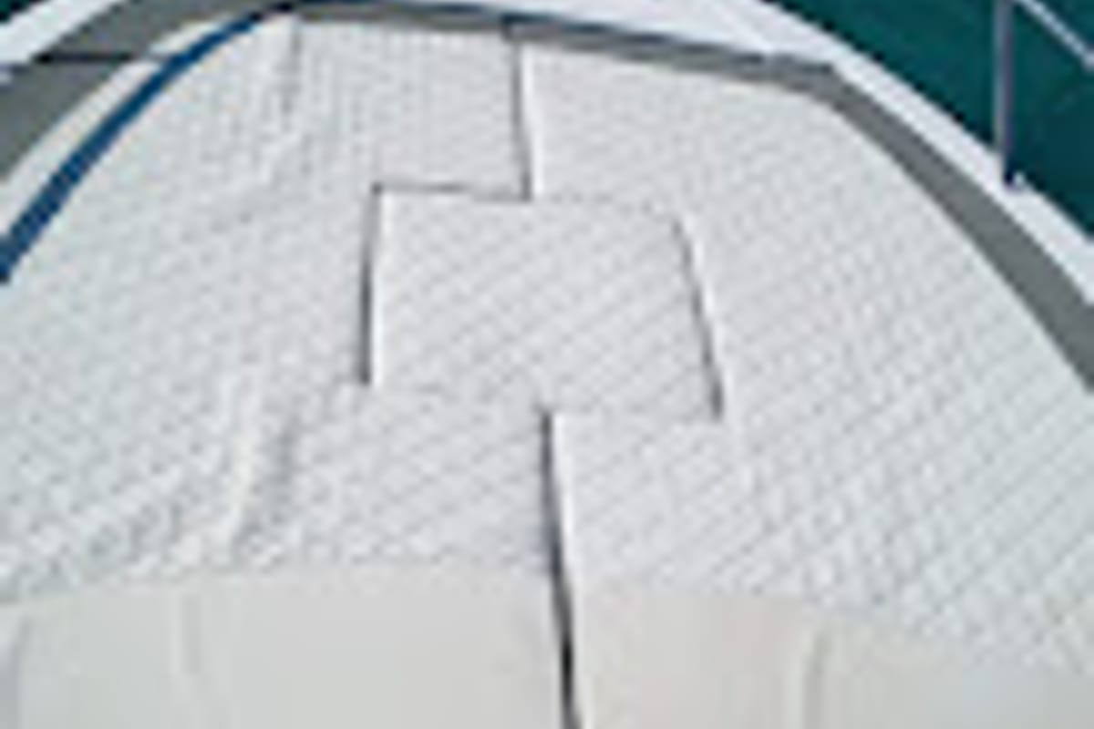 Deck of Comfort, a Gulet Ayros 24 motorboat at Ibiza, Spain