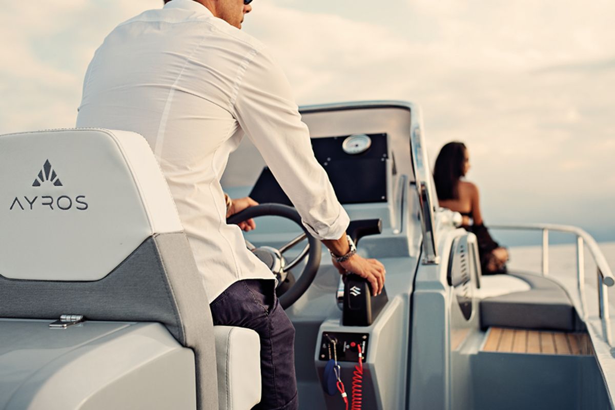 Cockpit of Comfort, a Gulet Ayros 24 motorboat at Ibiza, Spain