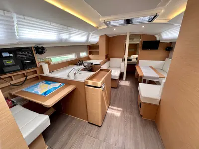 Salon of Thalia, a Jeanneau Sun Odyssey 410 sailboat at Split, Croatia