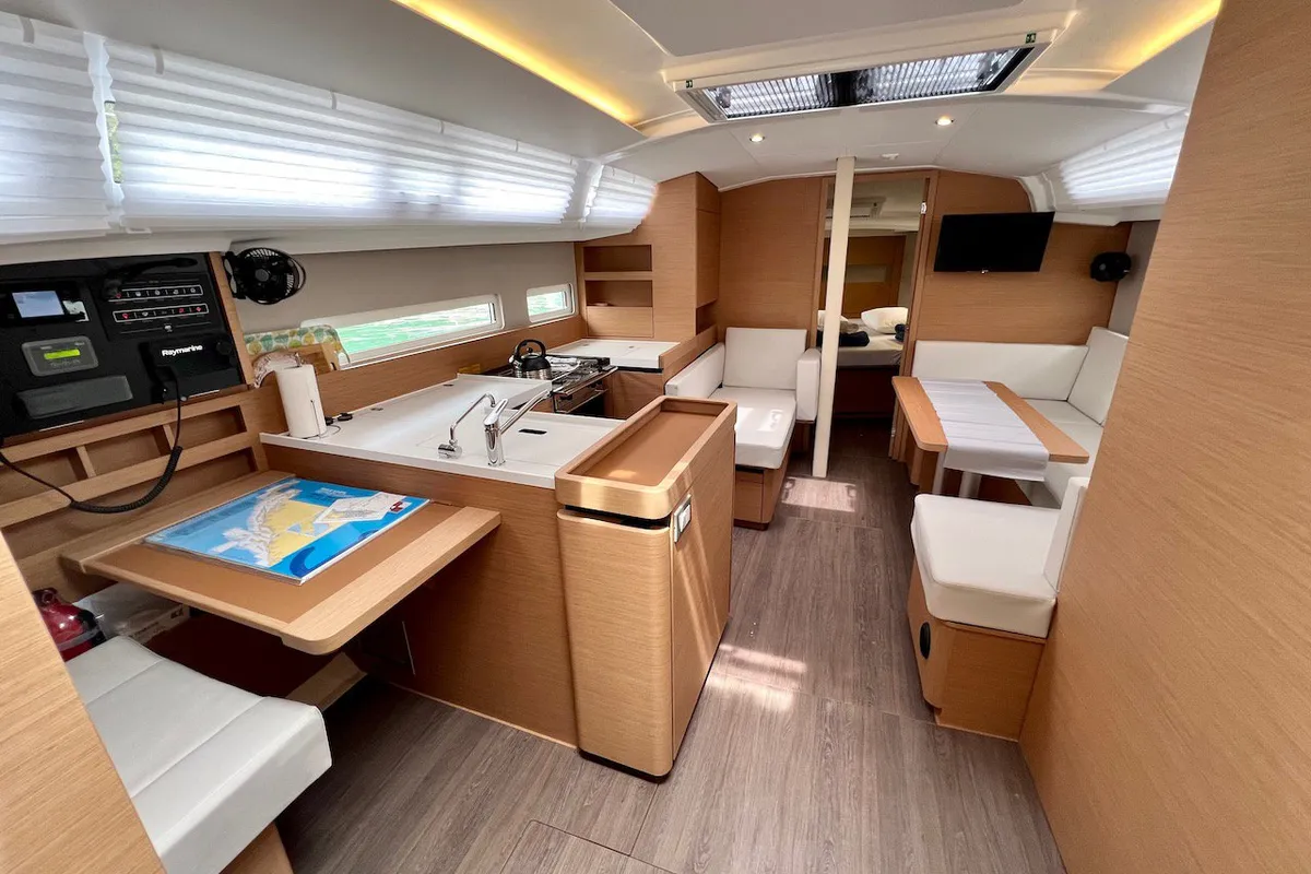 Salon of Thalia, a Jeanneau Sun Odyssey 410 sailboat at Split, Croatia