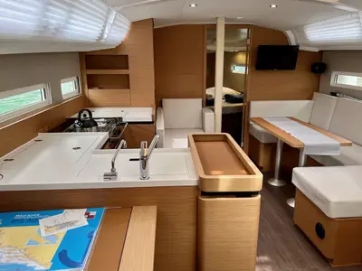 Galley of Thalia, a Jeanneau Sun Odyssey 410 sailboat at Split, Croatia