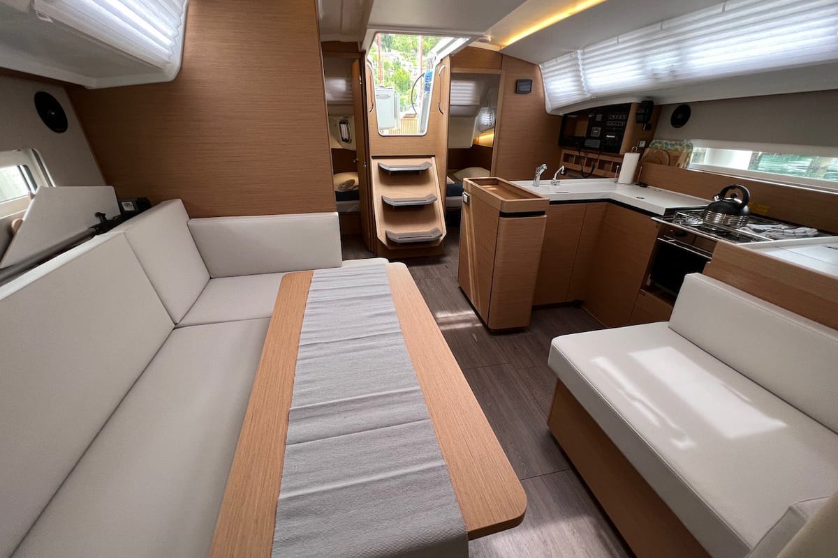 Salon of Thalia, a Jeanneau Sun Odyssey 410 sailboat at Split, Croatia