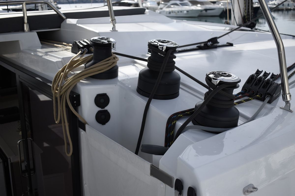 DESAFINADO, a Fountaine Pajot Saona 47 catamaran at Seget Donji, Croatia