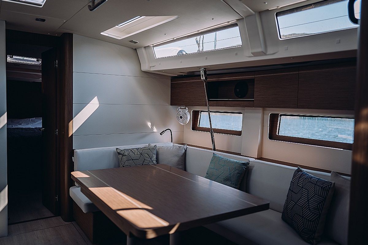 Salon of Orion, a Beneteau Oceanis 51.1 sailboat at Lavreotiki Municipal Unit, Greece