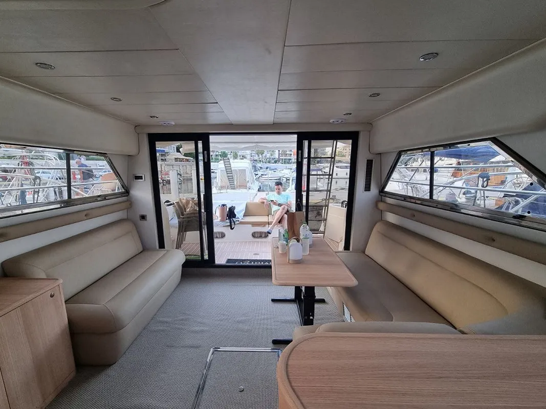 Salon of Margo, a Princess Yachts Princess 470 motorboat at Piraeus, Greece