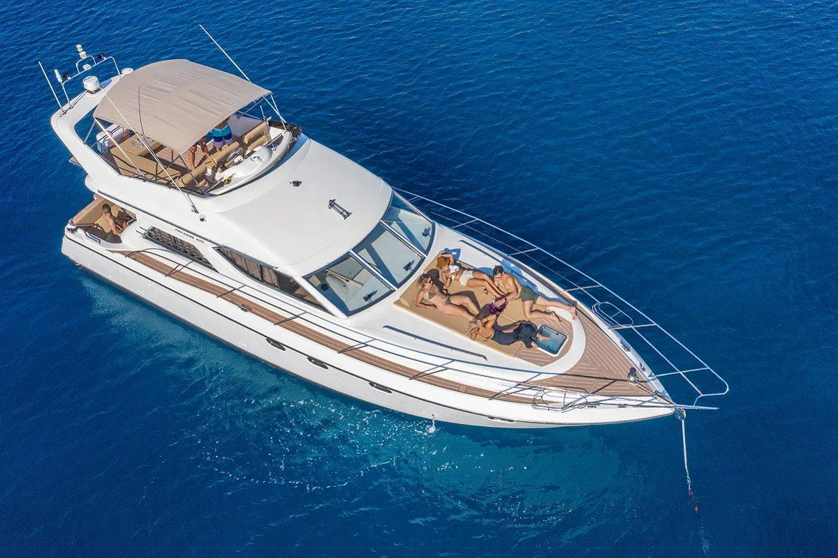 Exterior view of Margo, a Princess Yachts Princess 470 motorboat at Piraeus, Greece