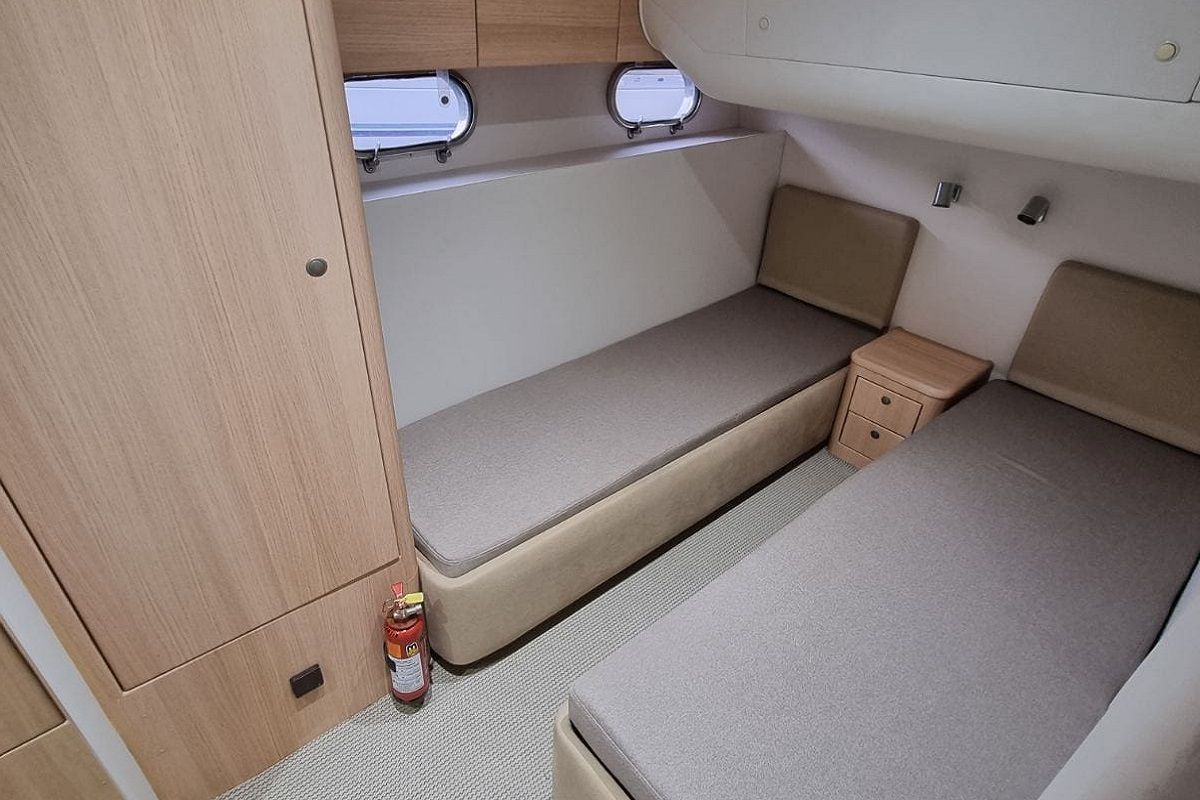 Cabin on Margo, a Princess Yachts Princess 470 motorboat at Piraeus, Greece