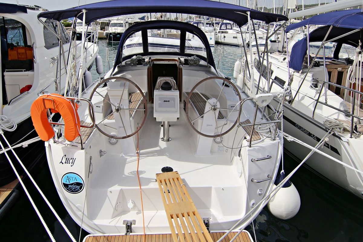 Cockpit of Lucy, a Bavaria Cruiser 34 sailboat at Općina Sukošan, Croatia