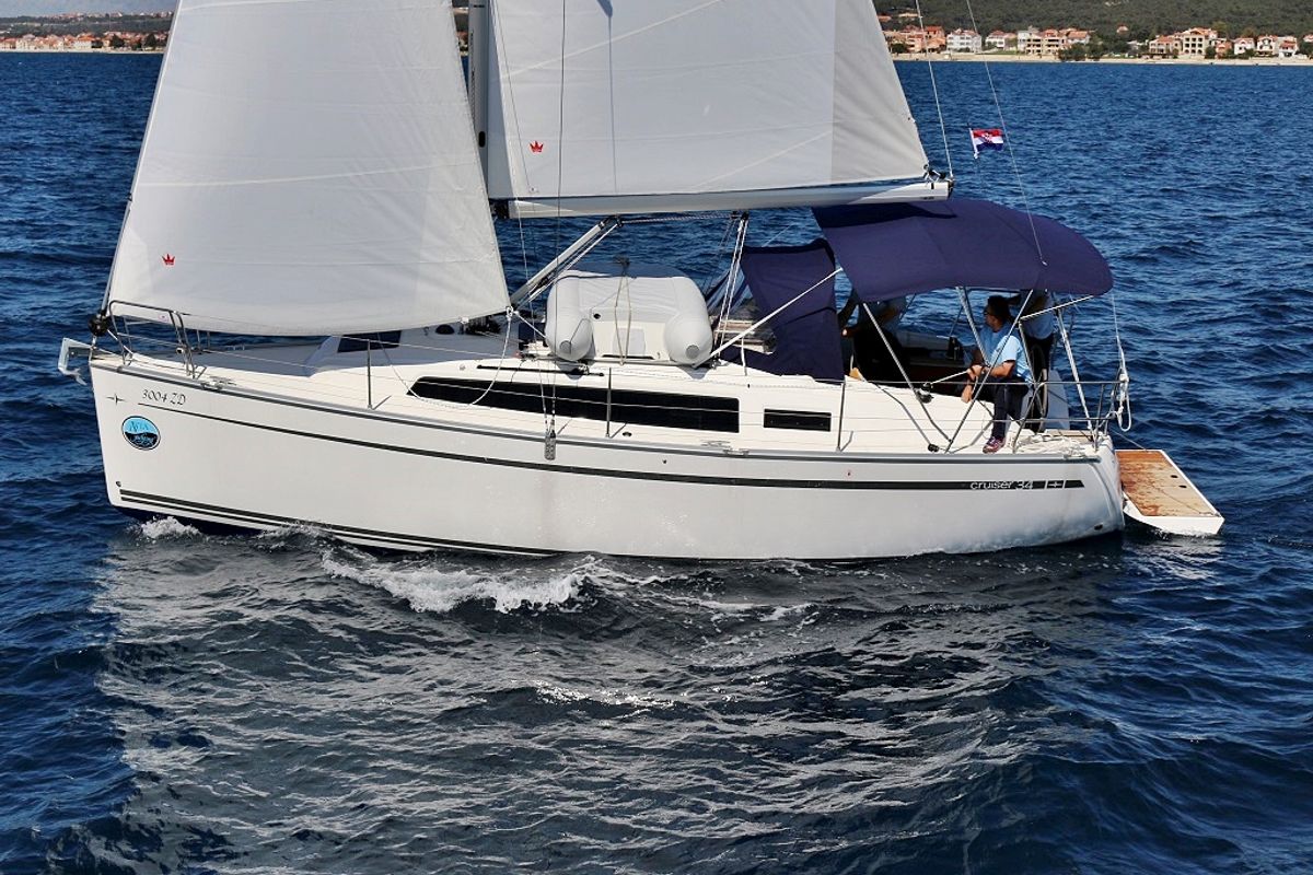 Exterior view of Lucy, a Bavaria Cruiser 34 sailboat at Općina Sukošan, Croatia