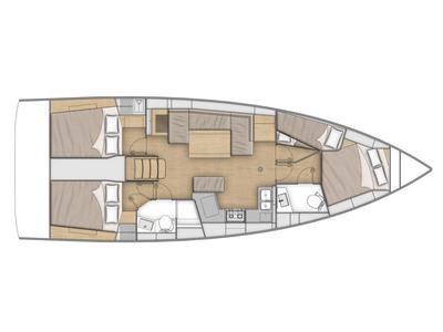 Floor plan of Sunsail Oceanis 40.1 Premium, a Beneteau Oceanis 40.1 sailboat at Procida, Italy