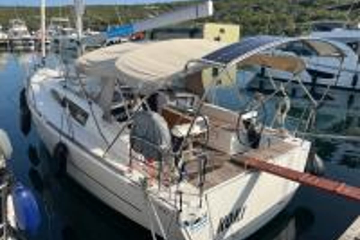 Exterior view of Koki, a Dufour 360 GL sailboat at Punat, Croatia