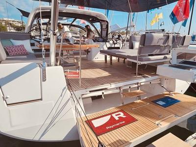 Deck of Marina, a Jeanneau 55 sailboat at Salerno, Italy