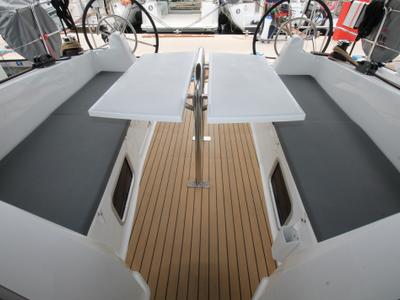 Cockpit of Aurora, a Jeanneau Sun Odyssey 380 sailboat at Grad Biograd na Moru, Croatia