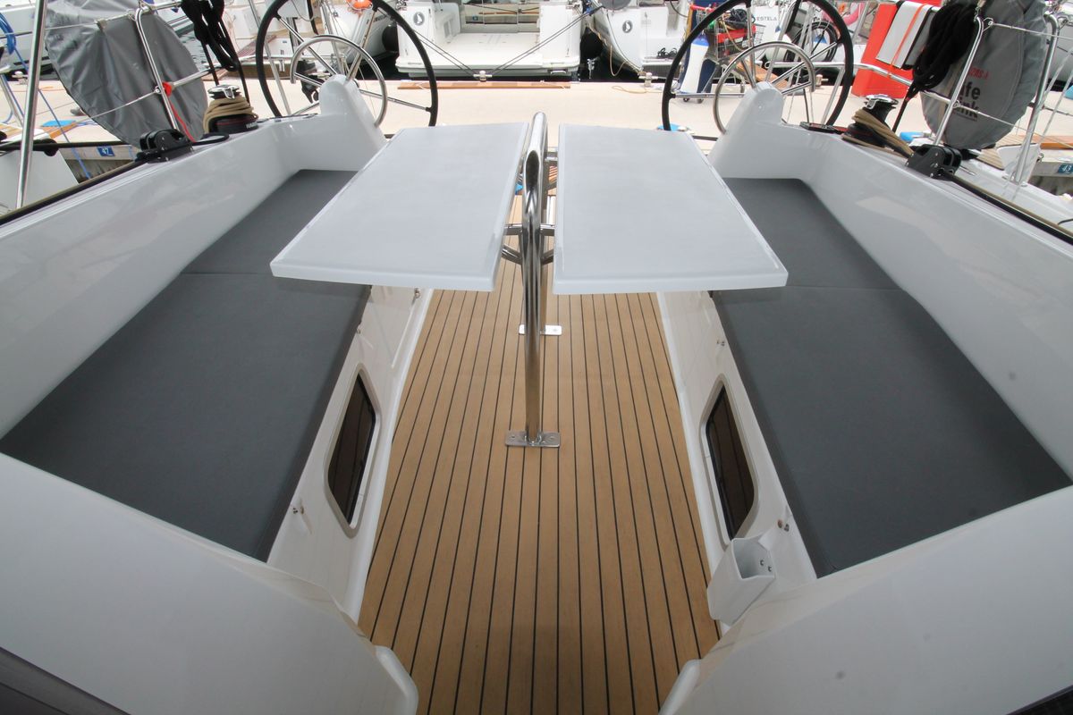 Cockpit of Aurora, a Jeanneau Sun Odyssey 380 sailboat at Grad Biograd na Moru, Croatia