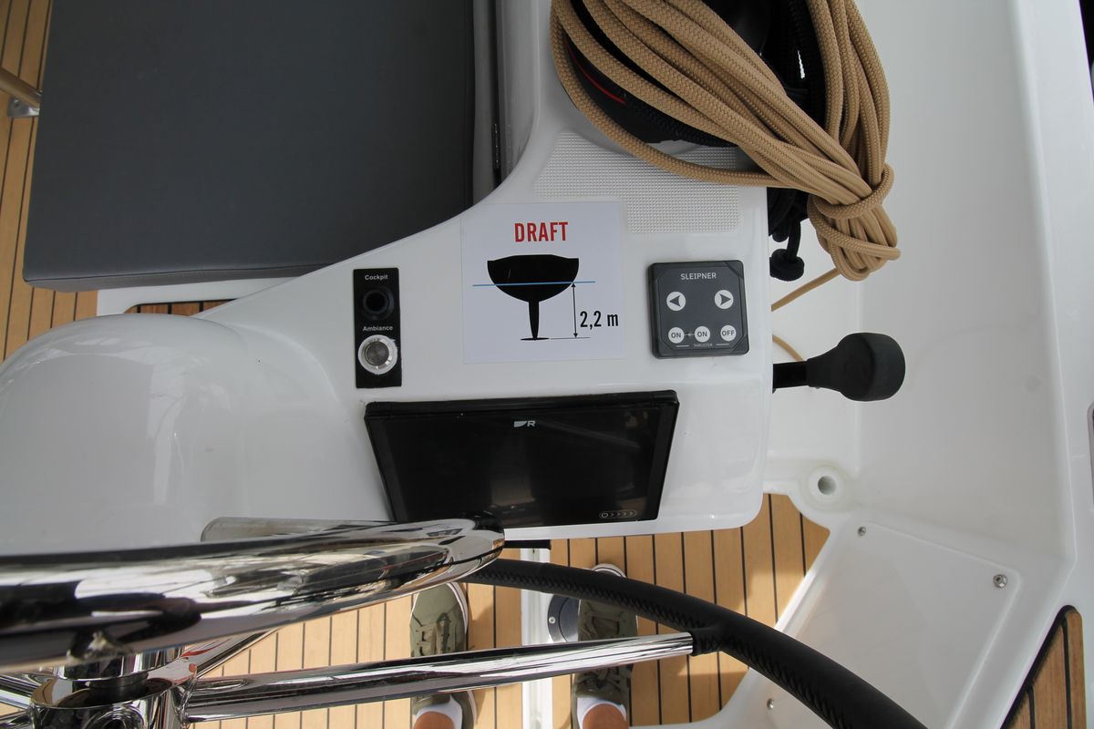 Cockpit of Aurora, a Jeanneau Sun Odyssey 380 sailboat at Grad Biograd na Moru, Croatia