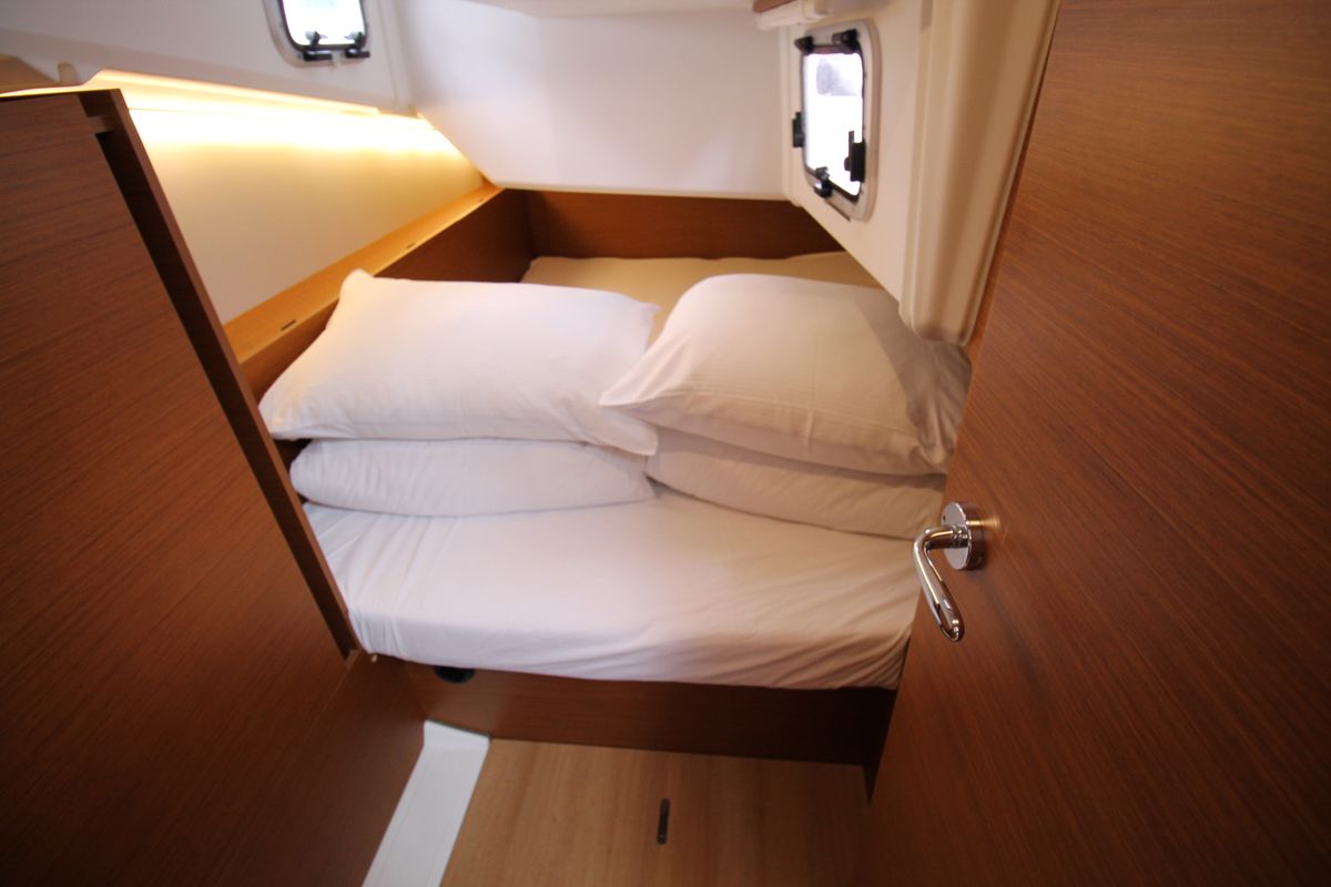 Head on Aurora, a Jeanneau Sun Odyssey 380 sailboat at Grad Biograd na Moru, Croatia