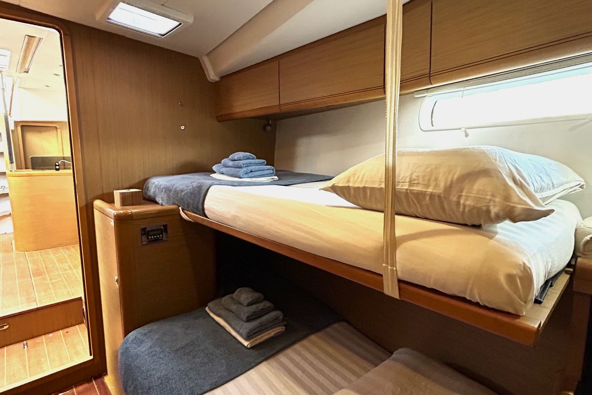 Cabin on Messenger, a Jeanneau 57 sailboat at Athens, Greece