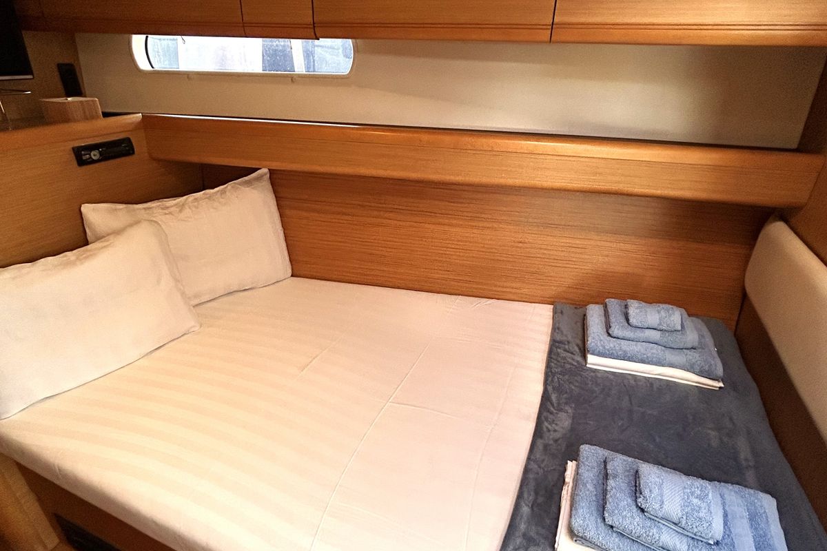 Cabin on Messenger, a Jeanneau 57 sailboat at Athens, Greece