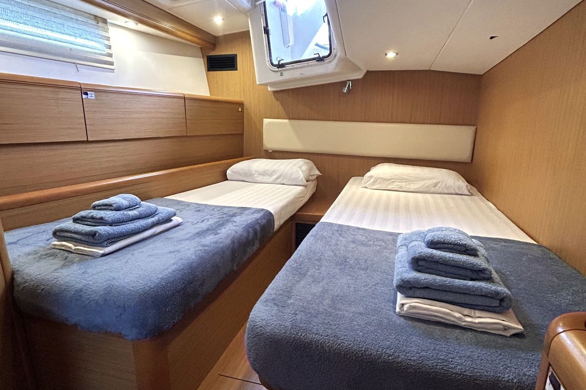 Cabin on Messenger, a Jeanneau 57 sailboat at Athens, Greece
