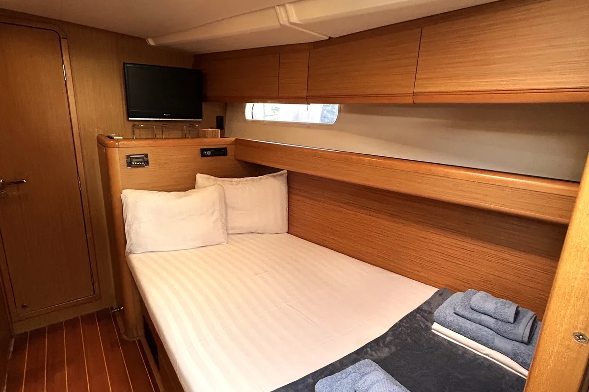 Cabin on Messenger, a Jeanneau 57 sailboat at Athens, Greece