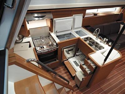 Galley of Messenger, a Jeanneau 57 sailboat at Athens, Greece