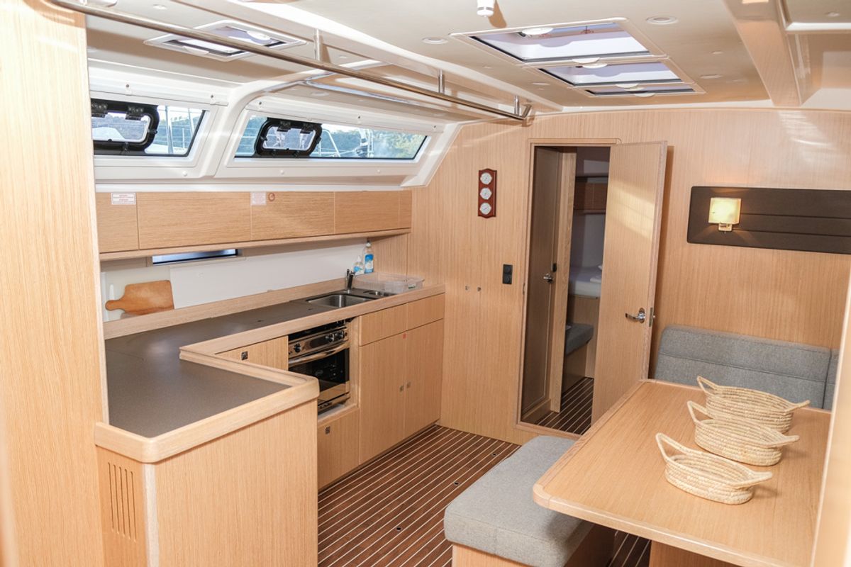 Galley of Barcelona, a Bavaria Cruiser 46 sailboat at Fethiye, Turkey