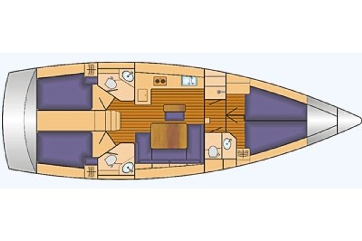 Floor plan of Catilina, a Bavaria Cruiser 46 sailboat at Gothenburg, Sweden