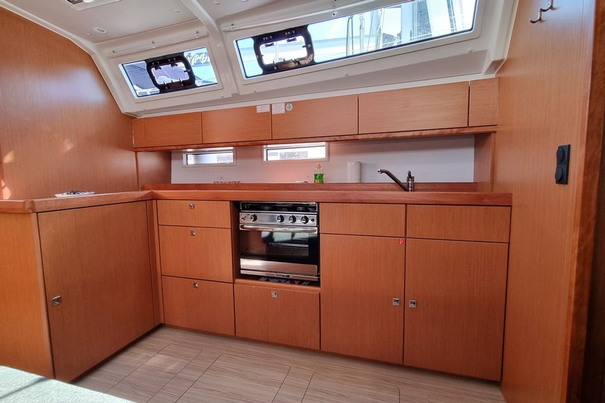 Galley of Iustitia, a Bavaria Cruiser 46 sailboat at Split, Croatia