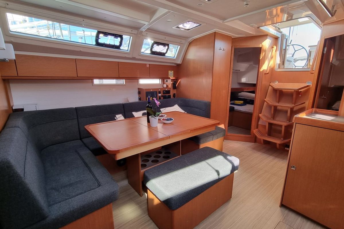 Salon of Iustitia, a Bavaria Cruiser 46 sailboat at Split, Croatia