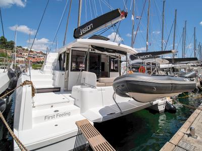 Salon of First Feeling, a Bali 4.2 catamaran at Skradin, Croatia