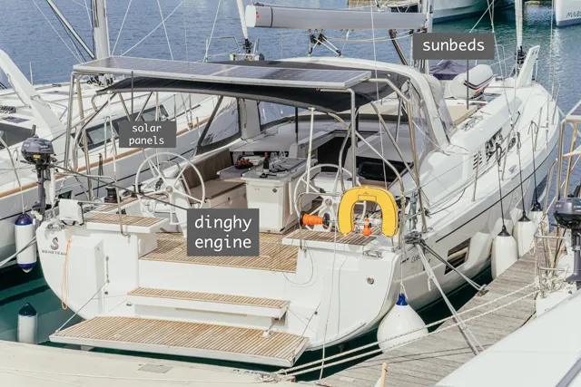 Deck of ZIA, a Beneteau Oceanis 46.1 sailboat at Grad Šibenik, Croatia