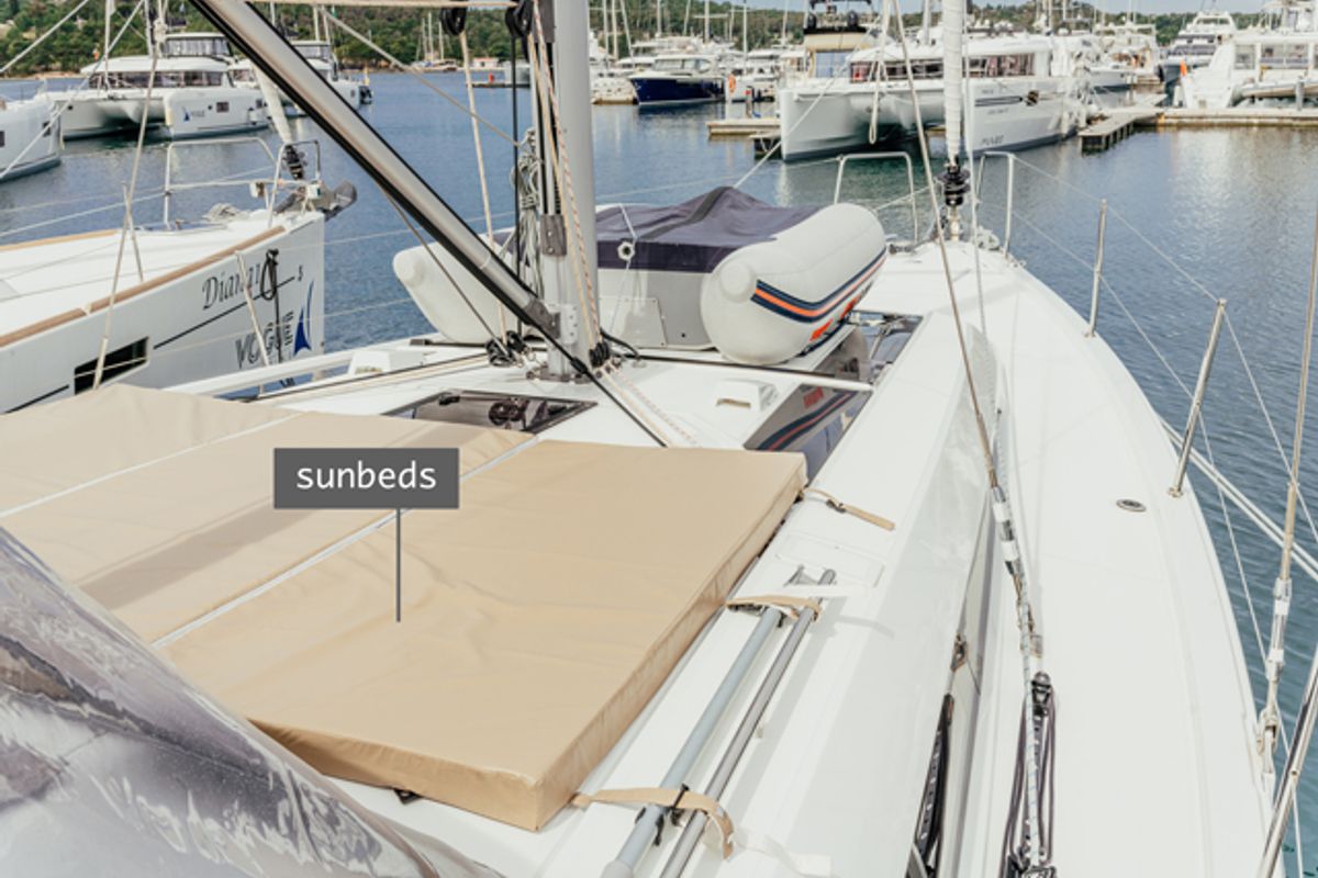 Deck of ZIA, a Beneteau Oceanis 46.1 sailboat at Grad Šibenik, Croatia