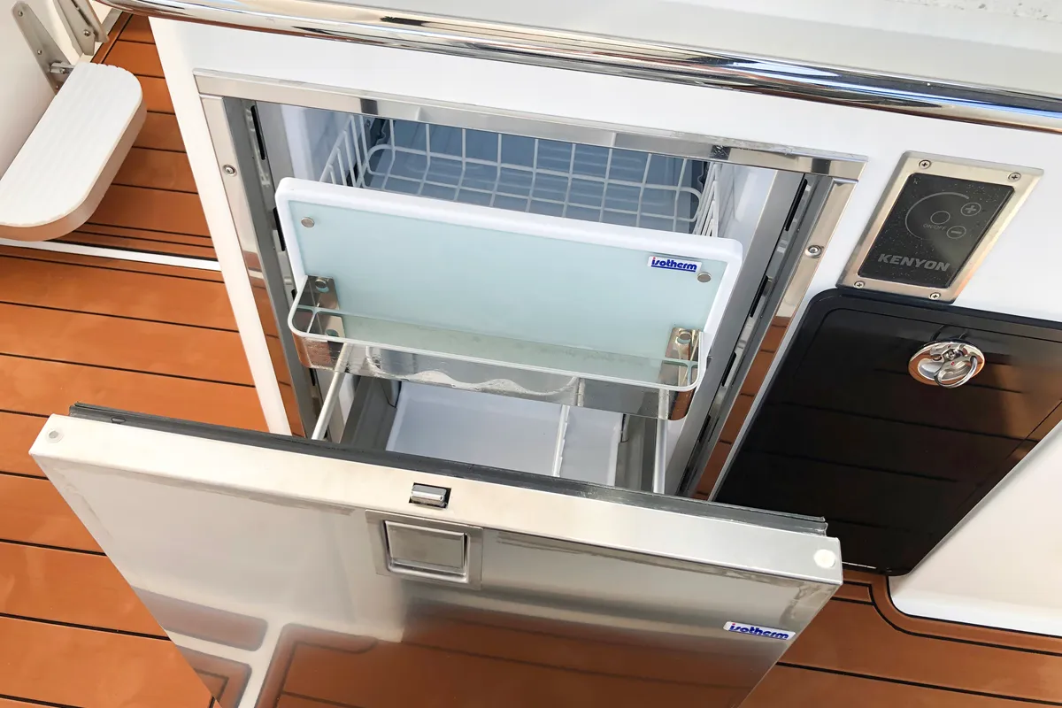 Deck of BATCAT, a Aquila Yachts Aquila 32 Sport catamaran at Ajaccio, France