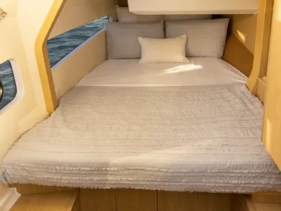 Cabin on BATCAT, a Aquila Yachts Aquila 32 Sport catamaran at Ajaccio, France