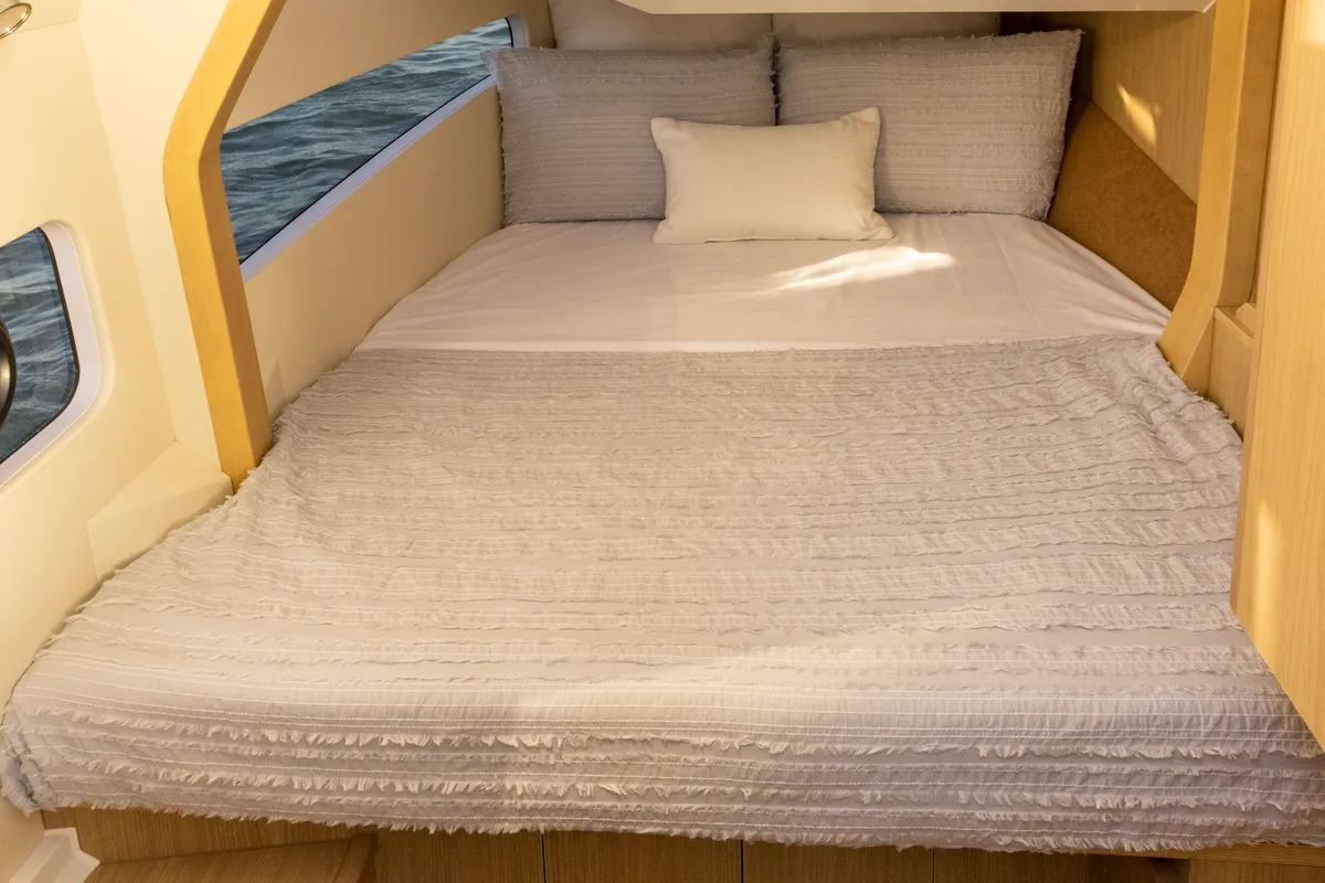 Cabin on BATCAT, a Aquila Yachts Aquila 32 Sport catamaran at Ajaccio, France