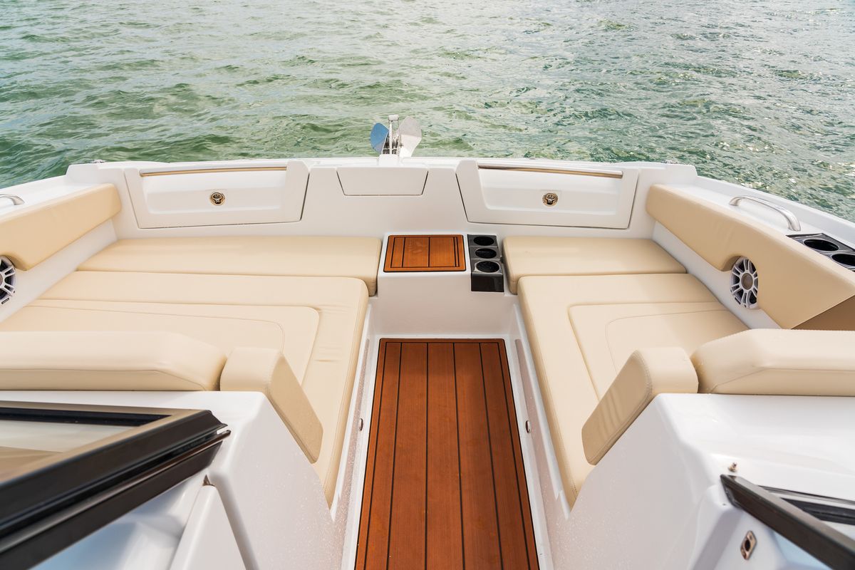 Deck of BATCAT, a Aquila Yachts Aquila 32 Sport catamaran at Ajaccio, France