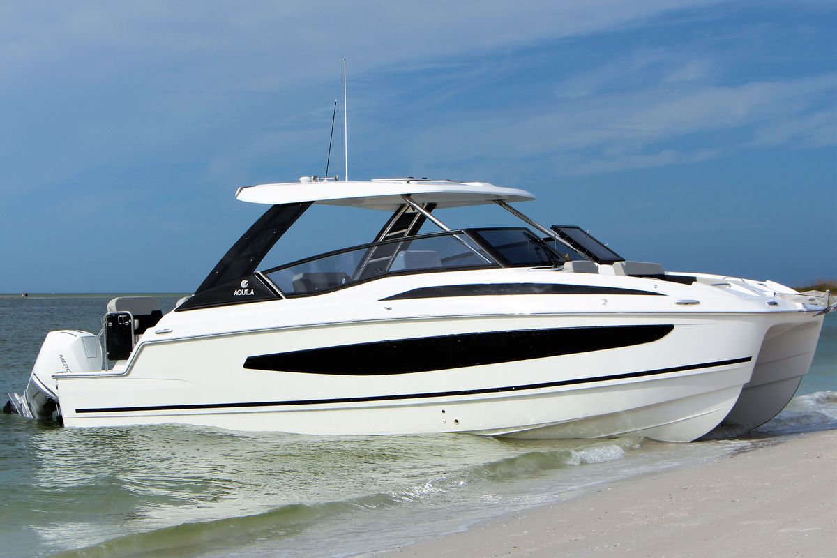 Exterior view of BATCAT, a Aquila Yachts Aquila 32 Sport catamaran at Ajaccio, France
