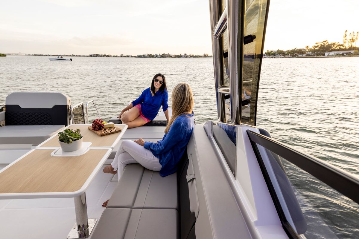 Deck of BATCAT, a Aquila Yachts Aquila 32 Sport catamaran at Ajaccio, France