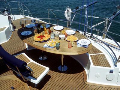 Deck of Whale, a Fountaine Pajot Eleuthera 60 catamaran at Palermo, Italy