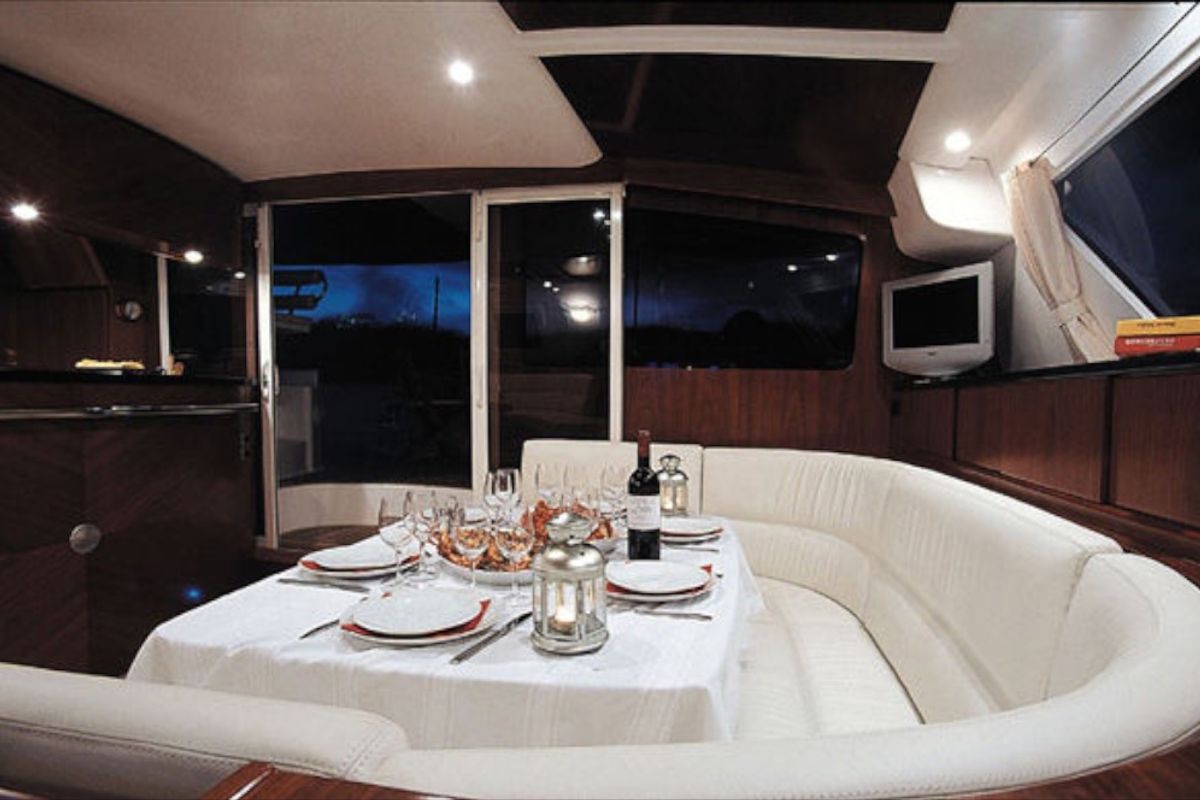 Salon of Whale, a Fountaine Pajot Eleuthera 60 catamaran at Palermo, Italy