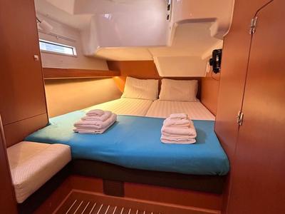 Cabin on Lina, a Bavaria Cruiser 51 sailboat at Athens, Greece
