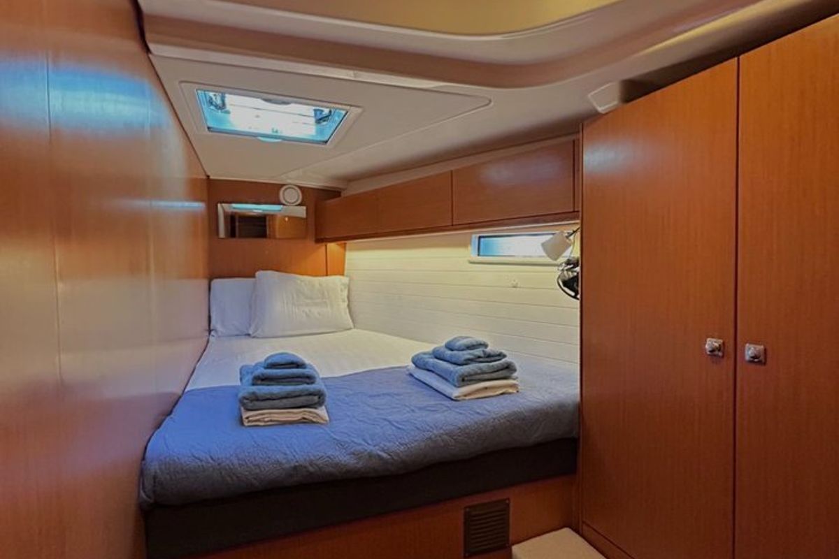 Cabin on Lina, a Bavaria Cruiser 51 sailboat at Athens, Greece