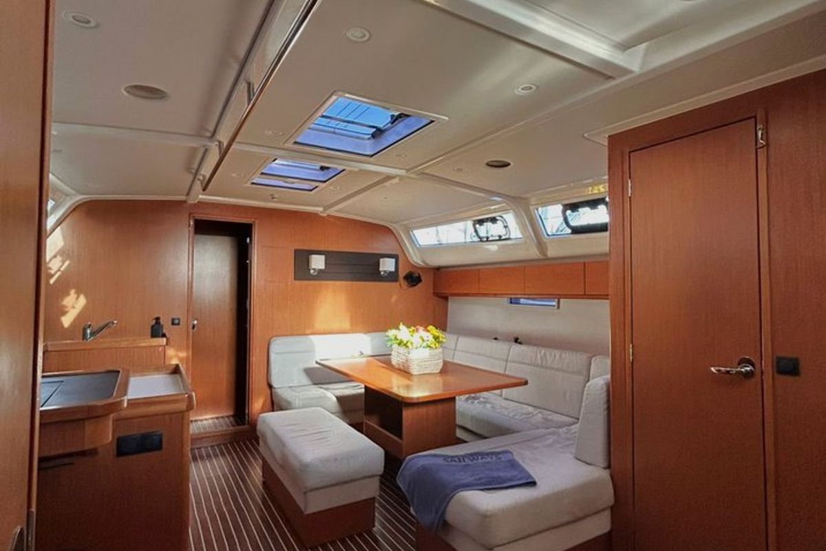 Salon of Lina, a Bavaria Cruiser 51 sailboat at Athens, Greece