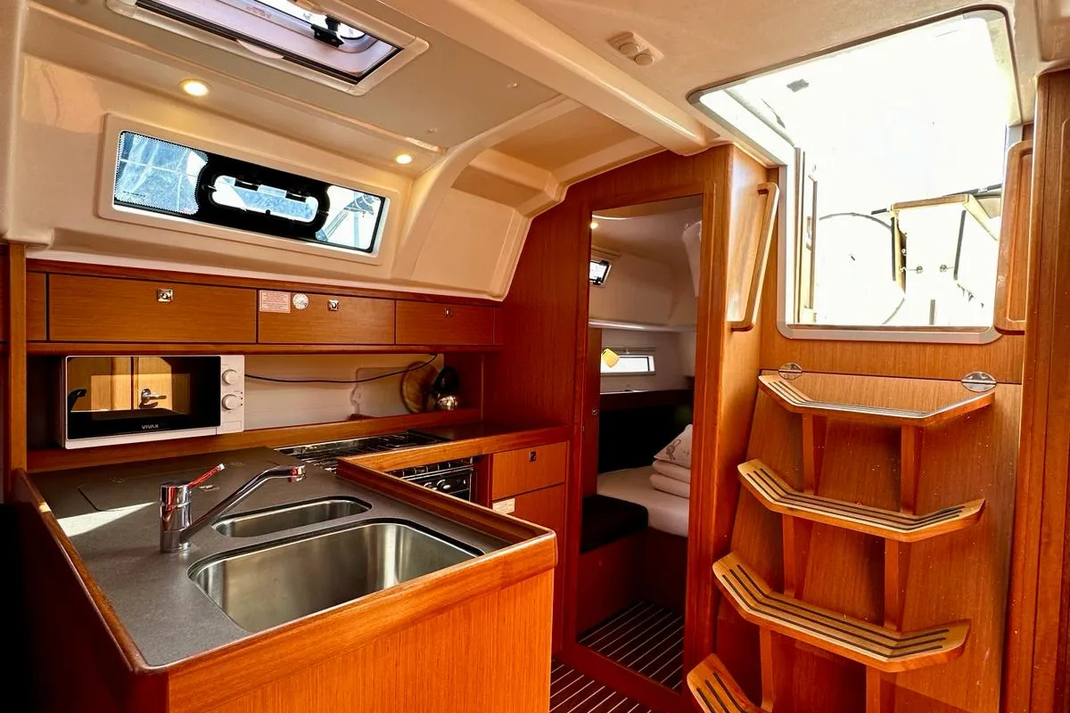 Galley of Emerald, a Bavaria Cruiser 37 sailboat at Općina Pakoštane, Croatia