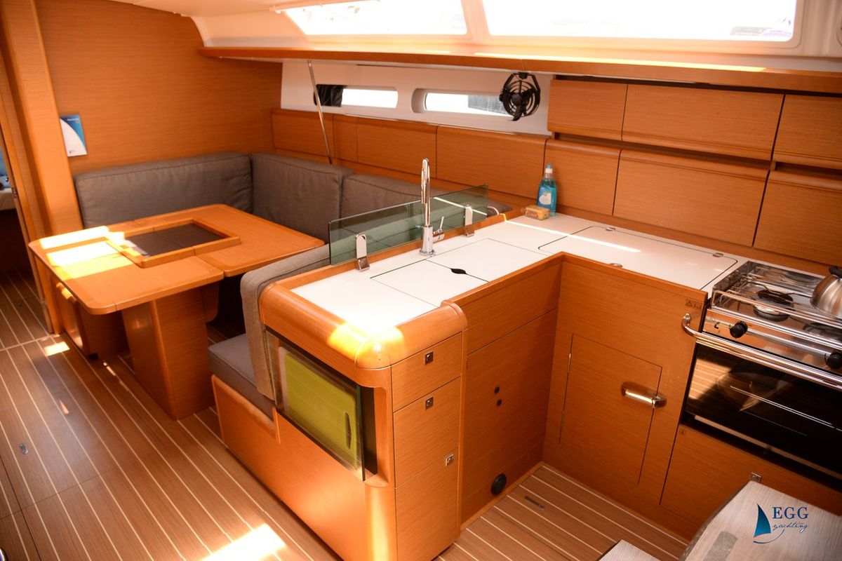 Galley of Feeling Fine, a Jeanneau Sun Odyssey 419 sailboat at Fethiye, Turkey
