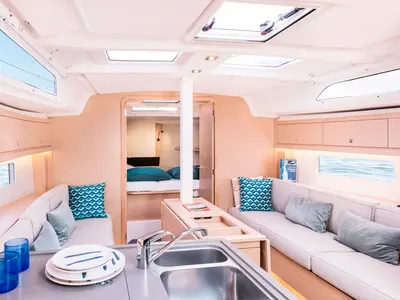 Salon of Sunsail 37.3 Premium, a Dufour 37 sailboat at Općina Marina, Croatia